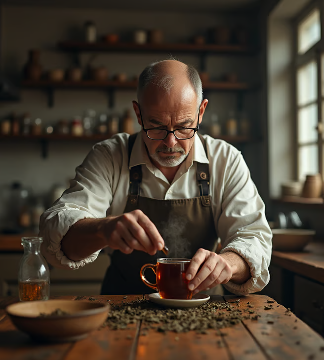 mr white from breaking bad cooking tea in chemical falasks tea leaves on the table 8sgj2t81jrflw9mgx20d 0 mjEqKl6xJntGkQ0X