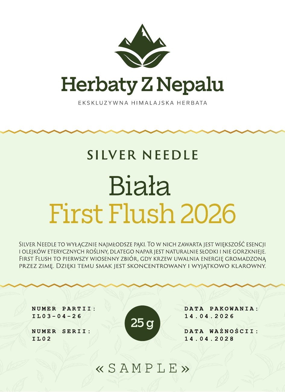 Silver Needle First Flush 2026 z Jasbire — biała herbata z Ilam, 1839 m, partia IL03-04-26