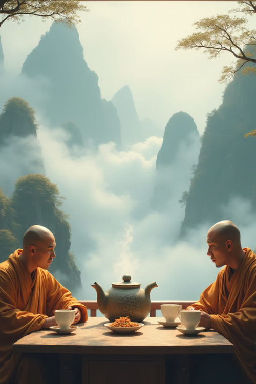 a magical scene depicting ancient chinese monks drinking white tea in a temple surrounded by mounta ha9rqediw3cehoplh2p6 0 YanqpDQDggCNbVZN a magical scene depicting ancient chinese monks drinking white tea in a temple surrounded by mounta ha9rqediw3cehoplh2p6 0 YanqpDQDggCNbVZN